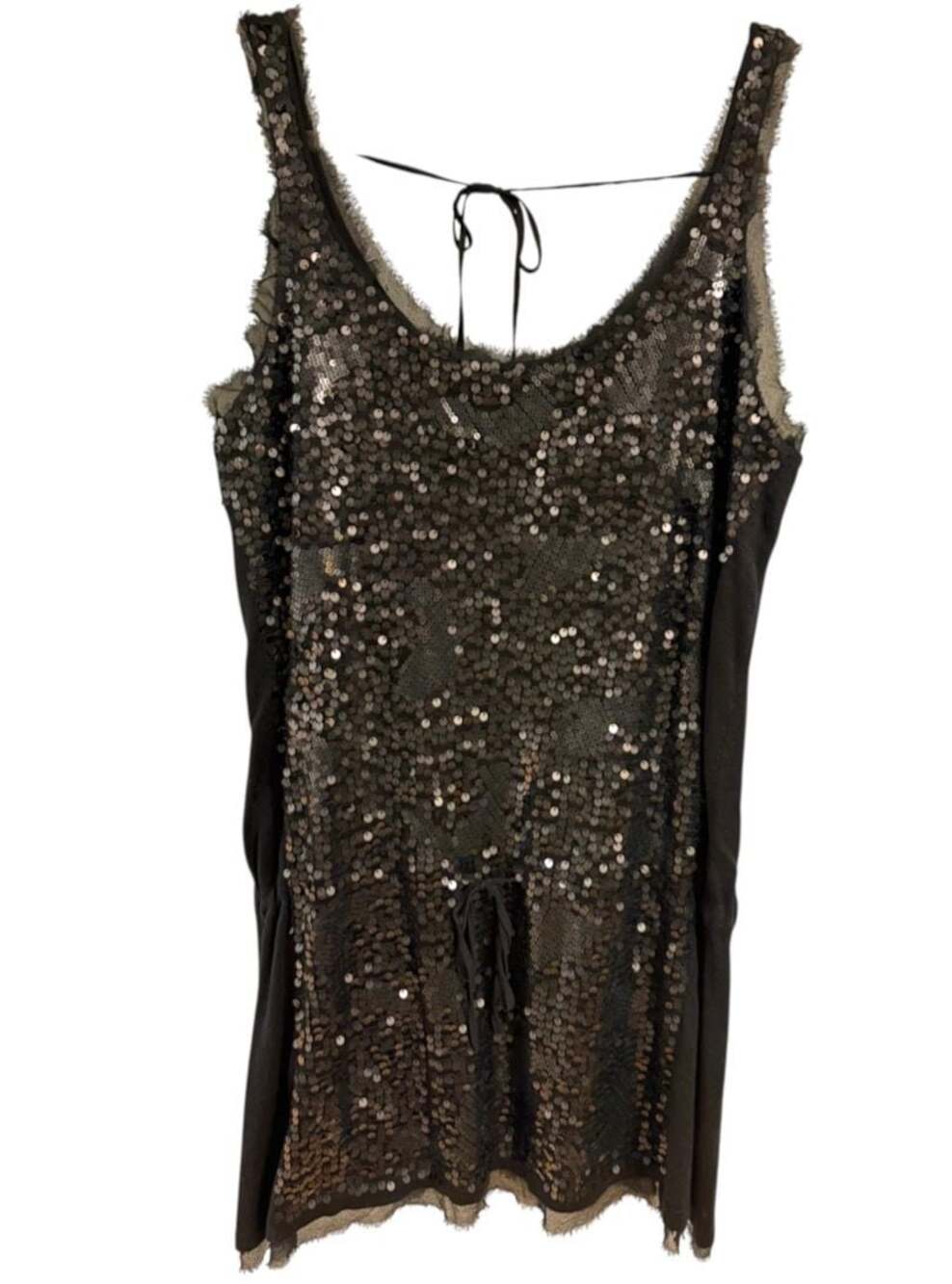 Magaschoni Black Sequin Silk & Cashmere Tunic Size XL